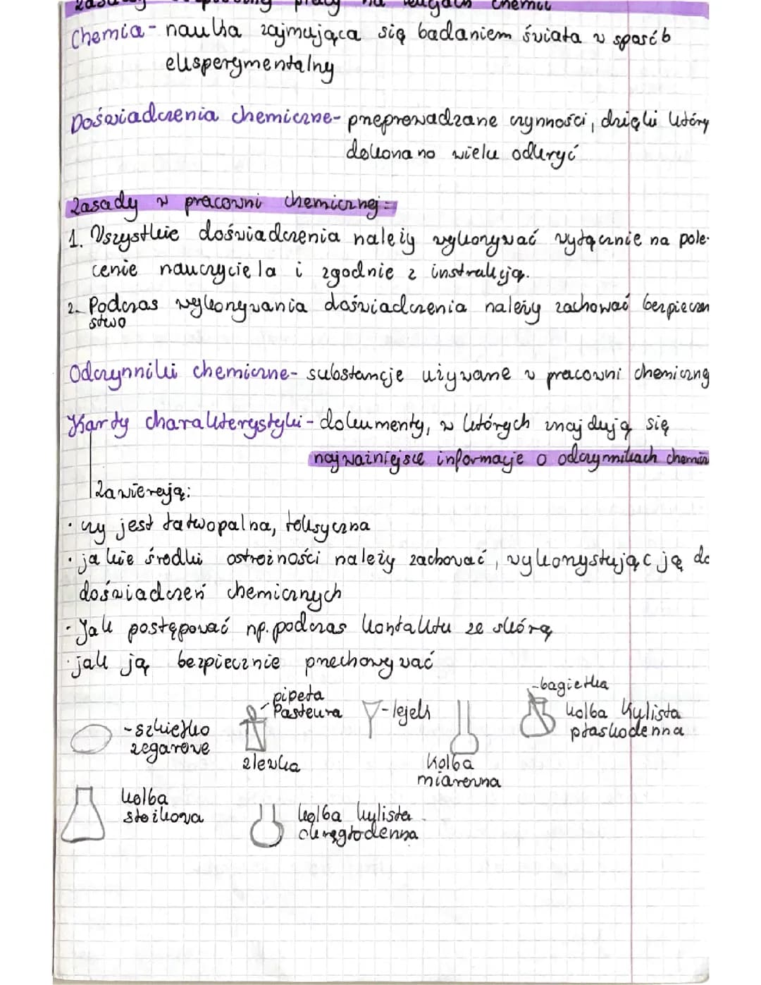 zasady bezpiecznej pracy na lekcjach chemii, temat 1 dział 1 chemia klasa 7