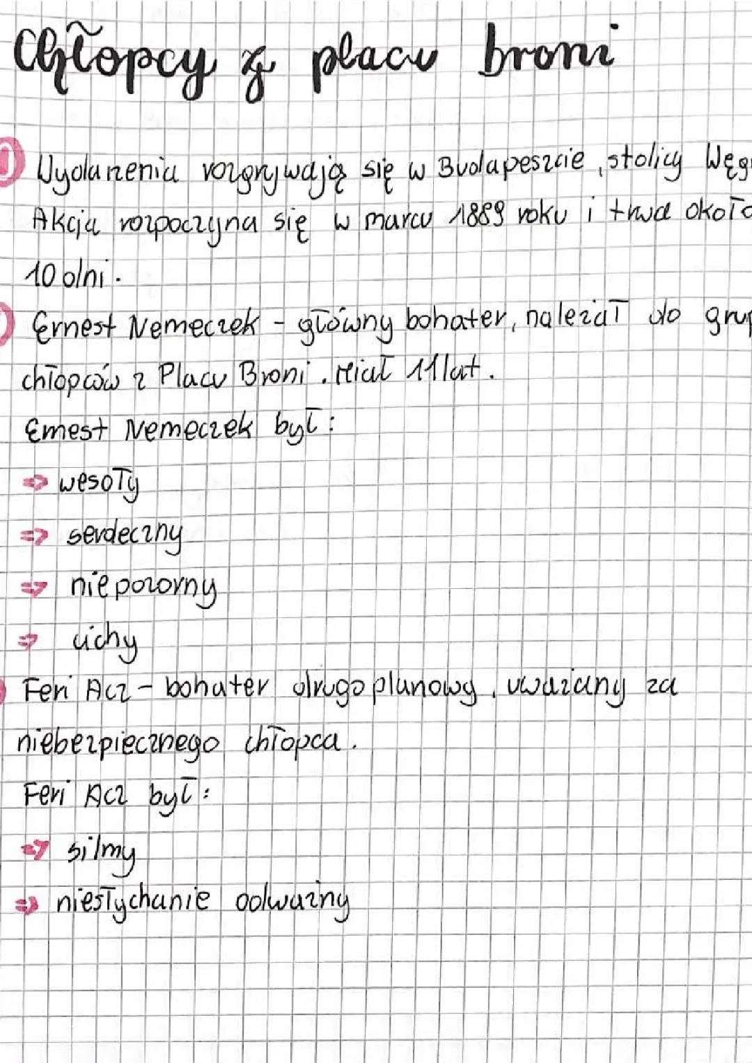 Szczegółowe streszczenie "Chłopców z Placu Broni" - Klasa 5