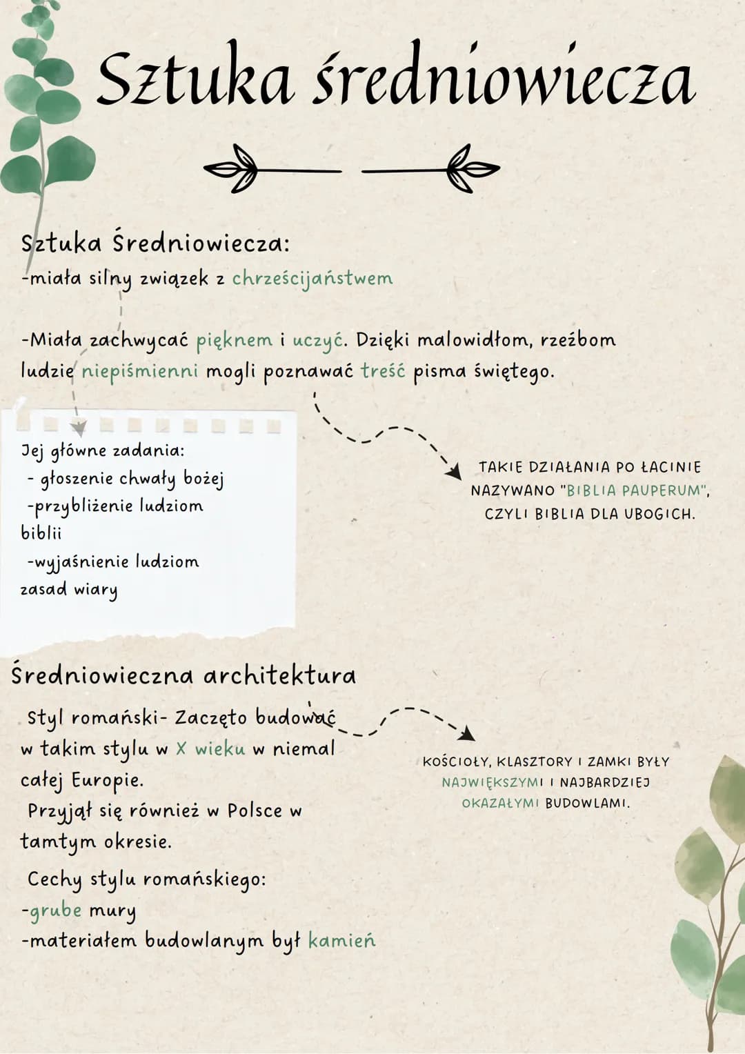 Sztuka średniowiecza
Sztuka Średniowiecza:
-miała silny związek z chrześcijaństwem
-Miała zachwycać pięknem i uczyć. Dzięki malowidłom, rzeź