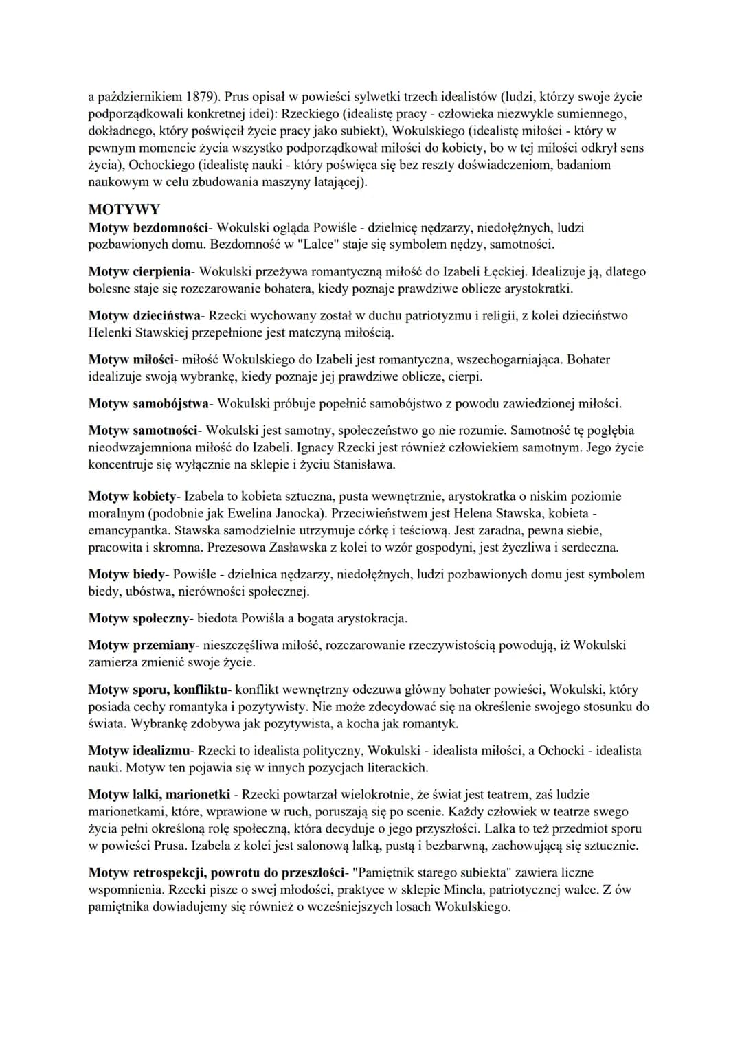 LALKA
Autor: Bolesław Prus
Rodzaj literacki: epika
Gatunek literacki: powieść realistyczna
Epoka: pozytywizm
Czas i miejsce akcji: Akcja utw