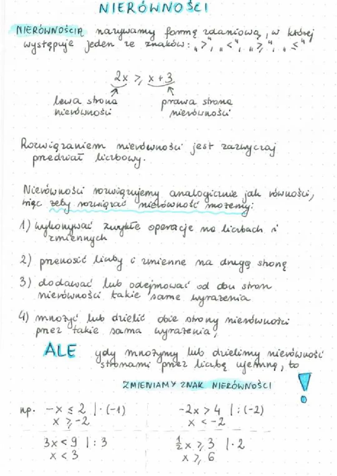 Rozwiązywanie Nierówności - Zadania dla 1 Liceum