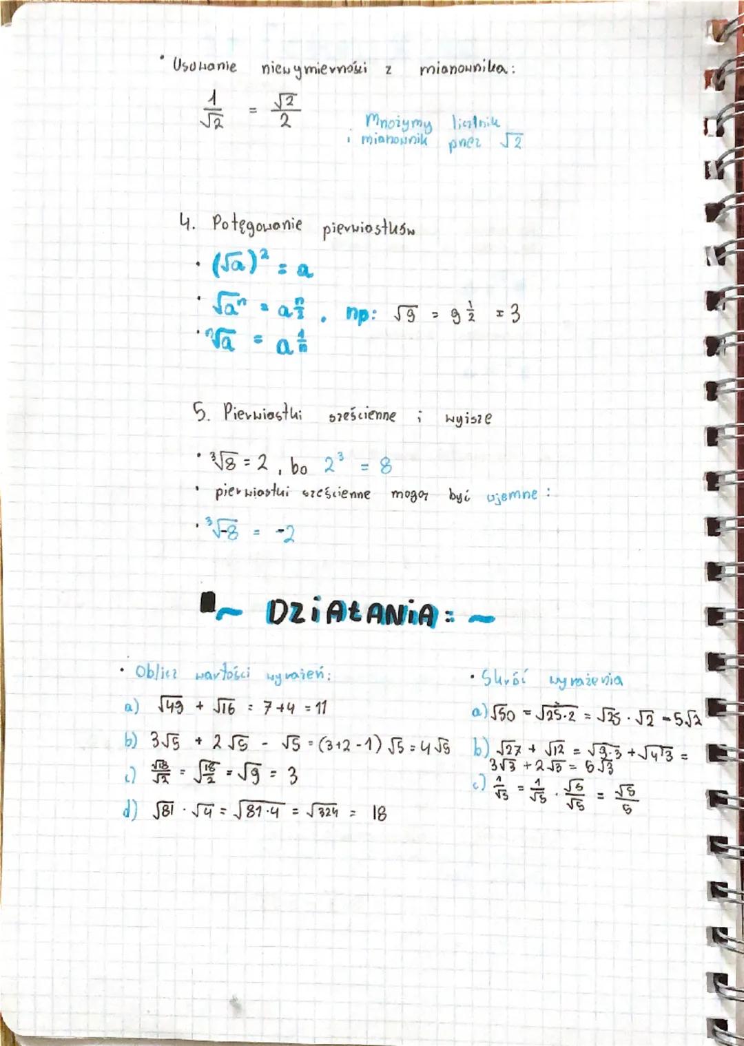 PIERWIASTKI
matematyka
1. Definicja pierwiastka
Pierwiastek kwadratowy liczby a
to liczba x, dla której:
$x^2 = a$
Pierwiastek sześcienny:
$