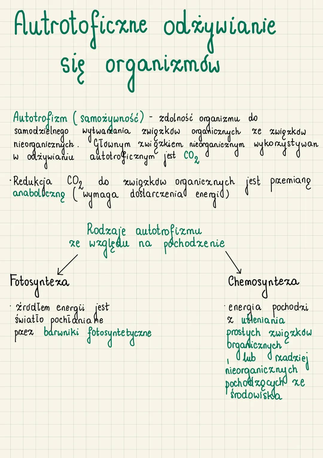 Autrotoficzne odzywianie
się organizmów
do
Autotrofizm (samozywność) - zdolność organizmu
samodzielnego wytwarzania związków organicznych ze