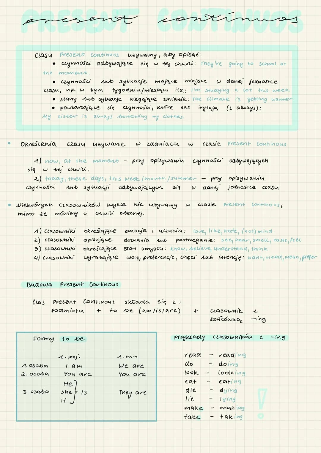 ●
czasu
the
●
Określenia czasu
Present continuos
czynności odbywające się
moment.
Czas
1.03009
2.03069
ent
Niektórych czasowników zwykle
mim