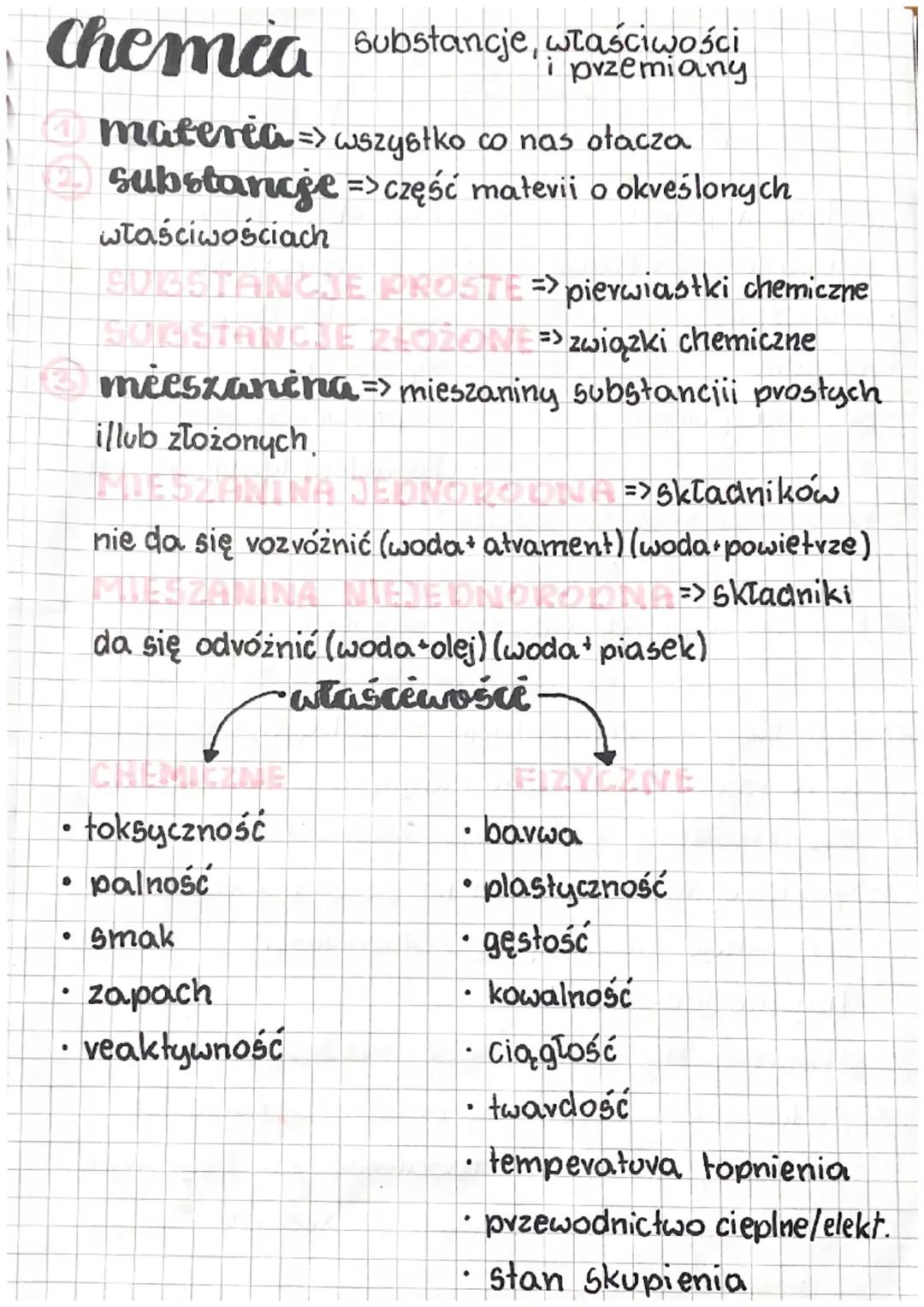 substancje,właściwości oraz ich przemiany