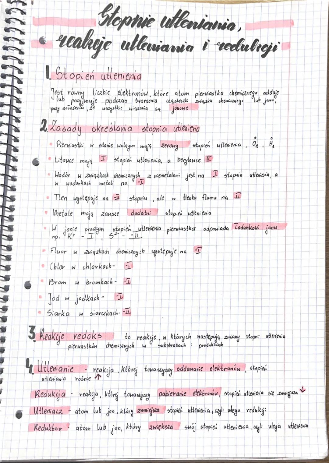 Stopnie utleniania,
wakeje utleniania i redulieji
Stopień utlenienia
Jest równy liczbie elektronów, które atom pierwiastka chemicznego oddaj