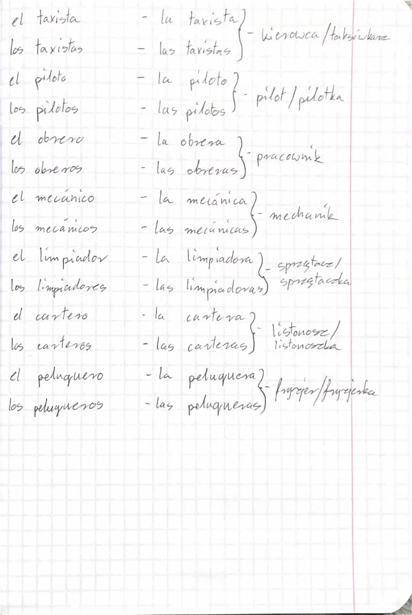 Jokońieyi
- eg
-S
Spetgloska
samogłoska
ZAWODY
LAS PROFESIONES
el camarero - la camarera
los camareros
las
el cocinero
los cocineros
el depe