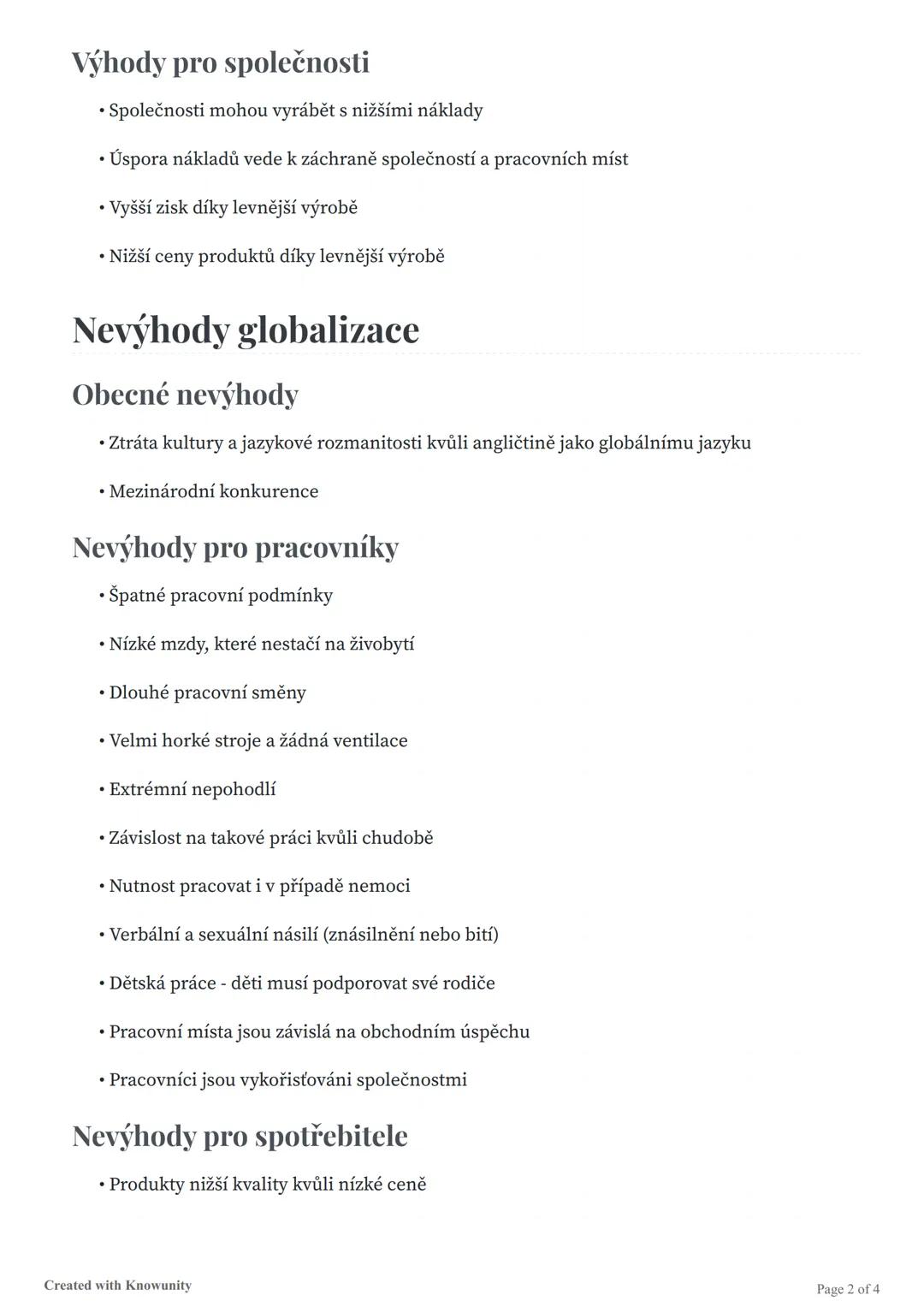 # Výhody a nevýhody globalizace

Přehled výhod a nevýhod globalizace pro pracovníky, společnosti a životní prostředí.

# Výhody a nevýhody g
