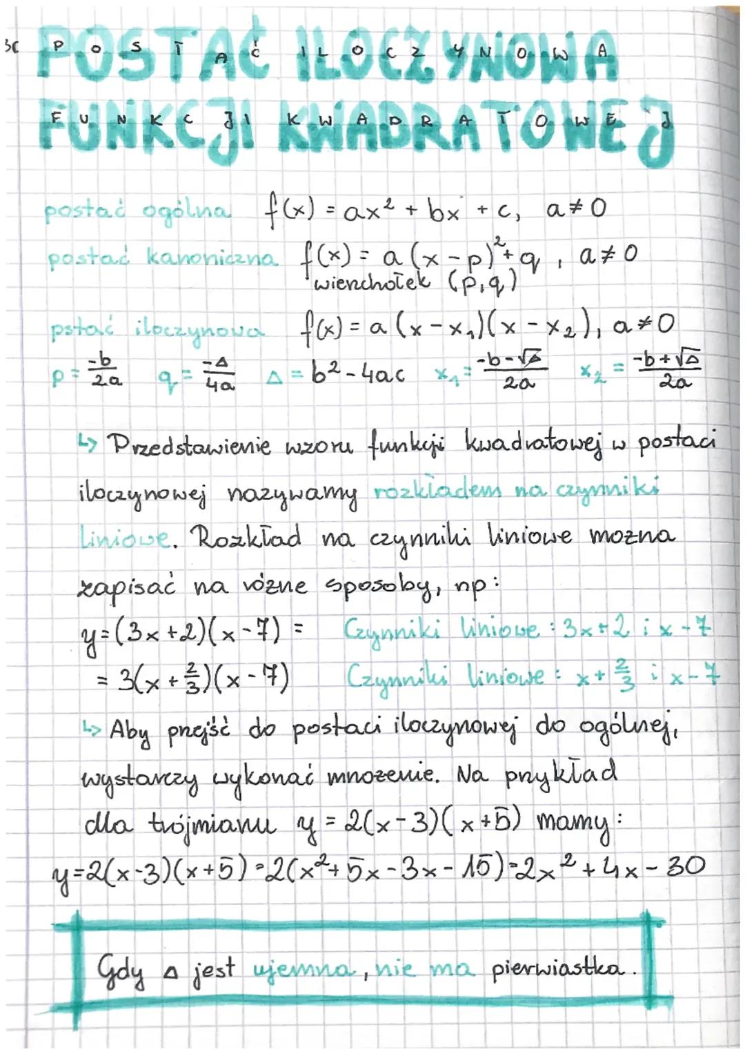Postać iloczynowa funkcji kwadratowej: Przykłady i wyjaśnienia