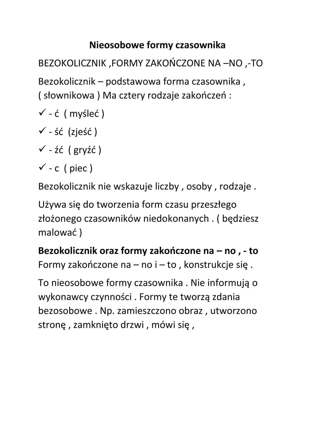 Polski. Gramatyka
Polski
Powtórzenie wiadomości o czasowniku
Czasownik odmienna część mowy. Odpowiada na
pytania: co robi?, co się z nim dzi