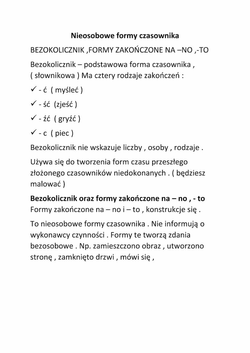 Polski. Gramatyka
Polski
Powtórzenie wiadomości o czasowniku
Czasownik odmienna część mowy. Odpowiada na
pytania: co robi?, co się z nim dzi
