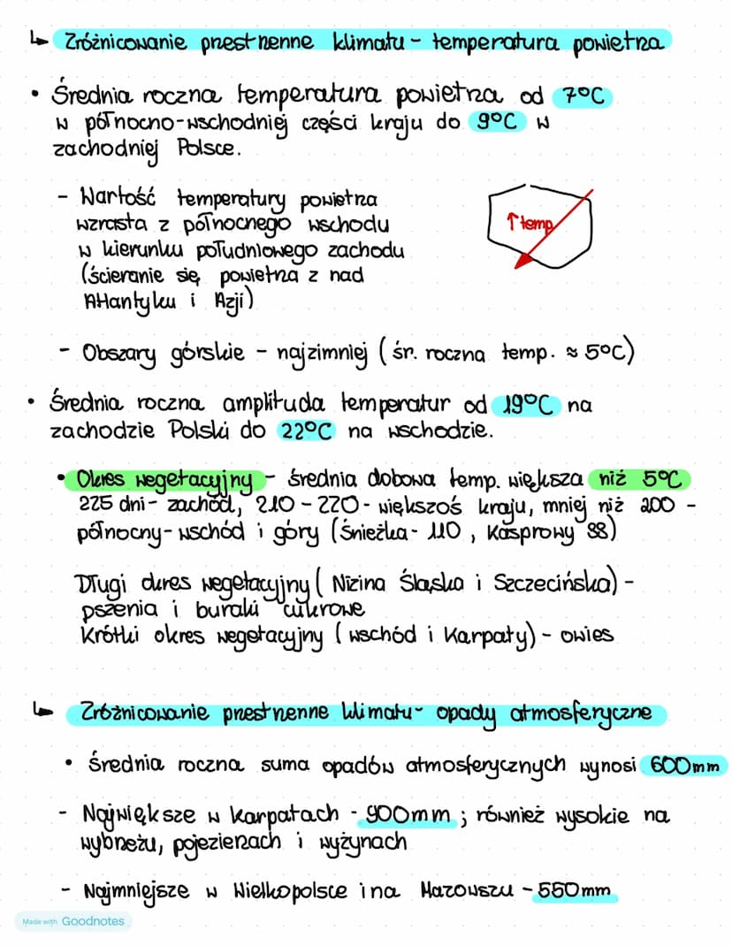 Klimat Polski
↳ N Polsce wystąpuje klimat umiarkiowany ciepły przejściowy
• Mamy sześć termicznych pór role:
predwiośnie (0-5°C)
wiosna (5-1