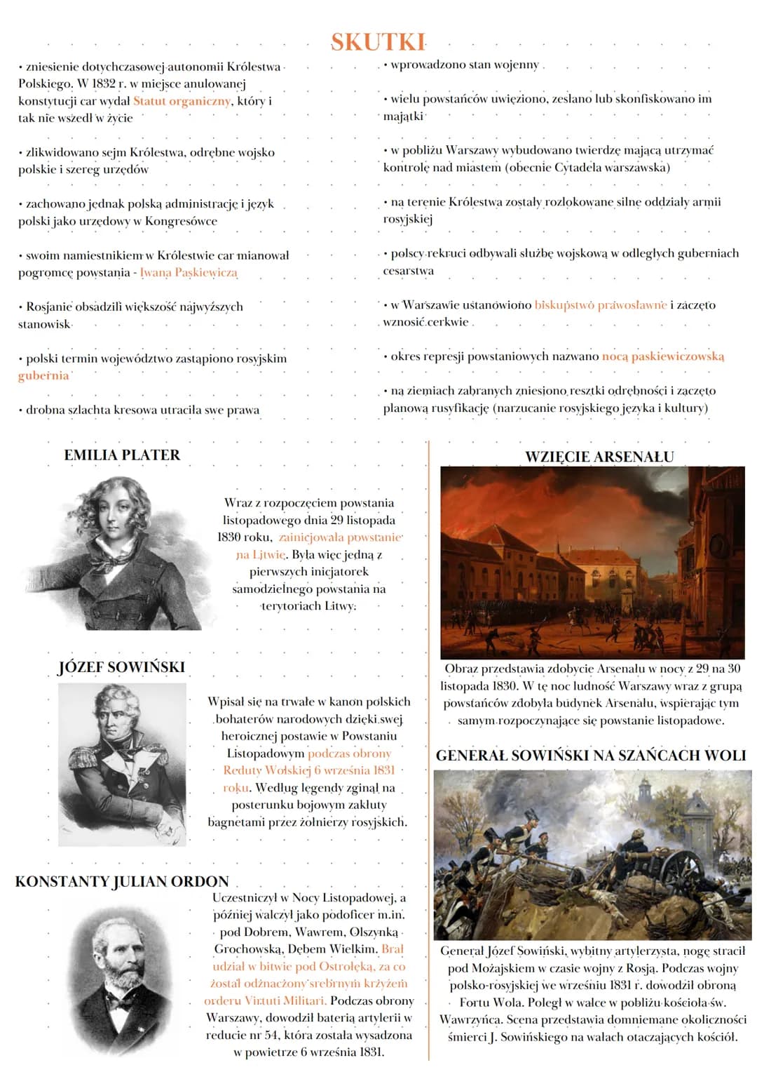 Powstanie listopadowe 1830-1831
PRZYCZYNY
• łamanie konstytucji Królestwa Polskiego przez cara (cenzura, zakaz
manifestacji)
• brutalne meto