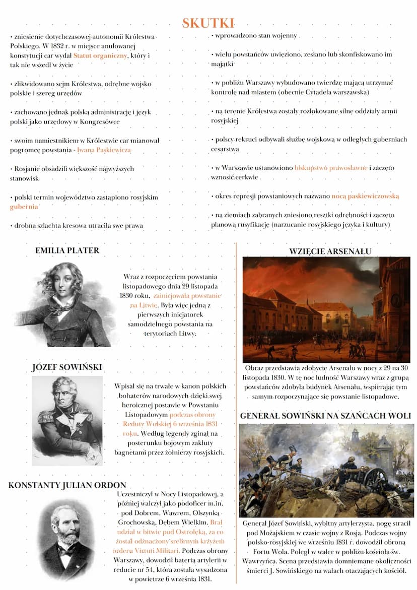 Powstanie listopadowe 1830-1831
PRZYCZYNY
• łamanie konstytucji Królestwa Polskiego przez cara (cenzura, zakaz
manifestacji)
• brutalne meto