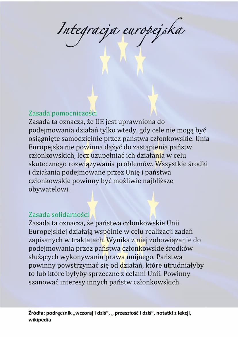 Integracja europejska
Integracja może odbywać się między osobami, grupami
społecznymi, mniejszościami narodowymi, państwami. Po
II wojnie św
