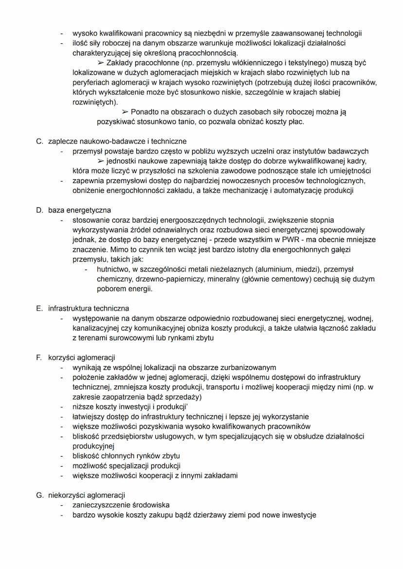 Temat: Czynniki lokalizacji przemysłu.
Czynniki lokalizacji przemysłu to warunki i motywy, które w pozytywny lub negatywny sposób oddziałują