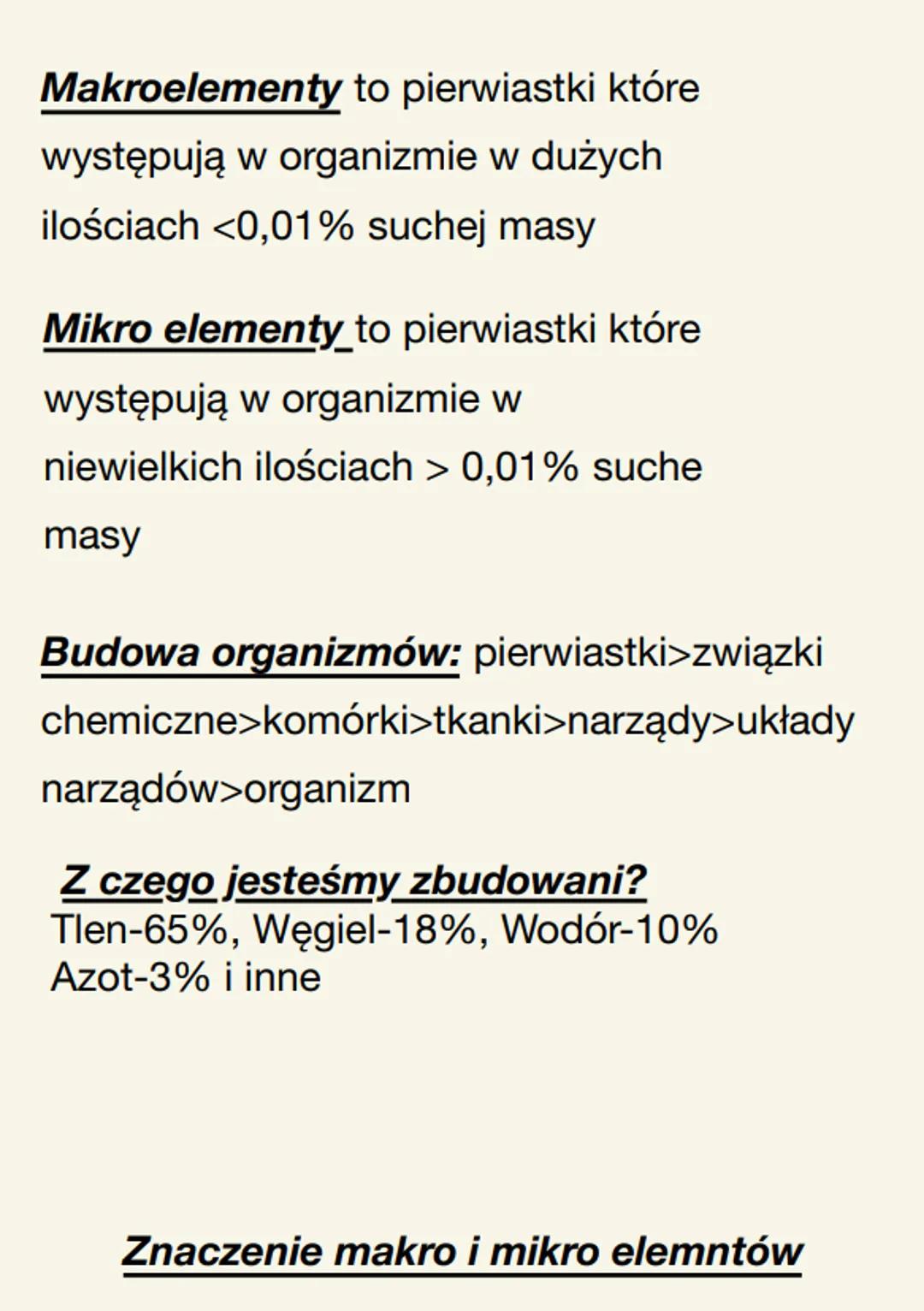 Biologia
Makro i mikro elementy
węglo-
wodany
związki organiczne
białka
lipidy
pierwiastki
biogenne
Pierwiastki chemiczne
węgiel (C)
• wodór