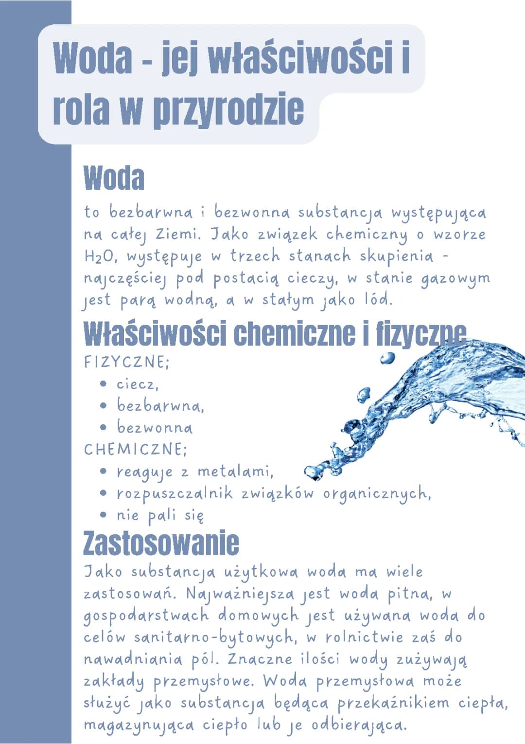 Woda – właściwości i jej rola w przyrodzie