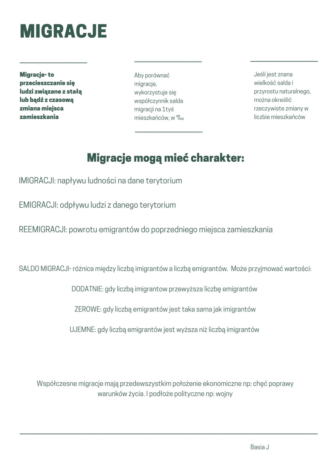 MIGRACJE
Migracje- to
przecieszczanie się
ludzi związane z stałą
lub bądź z czasową
zmiana miejsca
zamieszkania
Aby porównać
migracje,
wykor