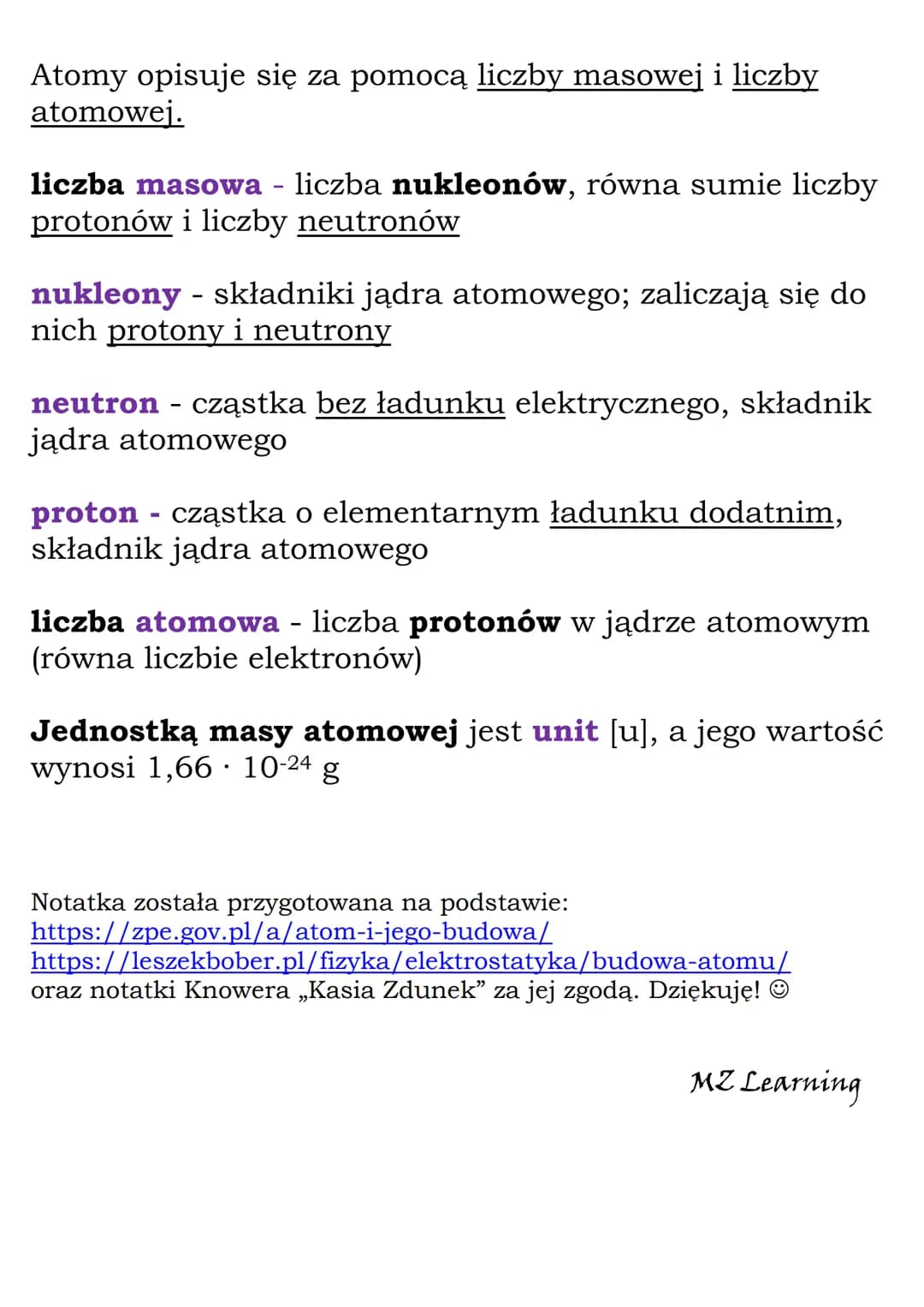 Atom i jego budowa
Atom - podstawowy element materii, najmniejsza część
pierwiastka chemicznego, zachowująca jego właściwości
Atom jest zbud