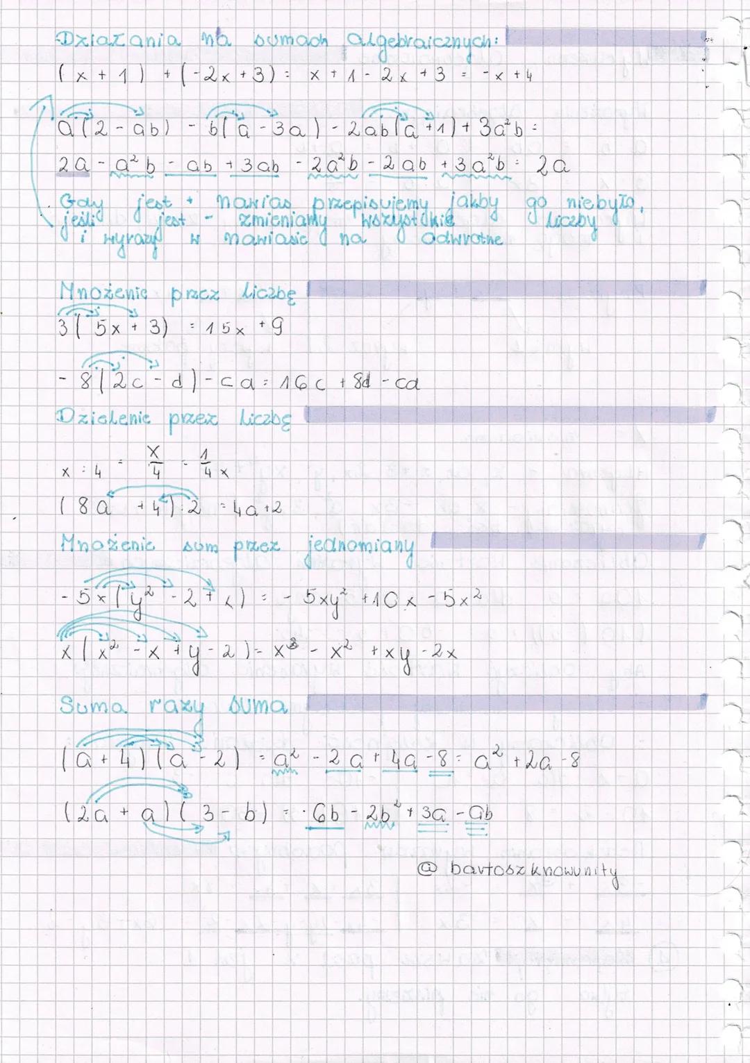 # Wyrażenia Algebraiczne

Wyrażenia Algebraiczne:

$a \cdot b = ab$ | $a + b = a+b$

$3x = 3x$ | $a : b = \frac{a}{b}$

Wyrażenia algebraicz