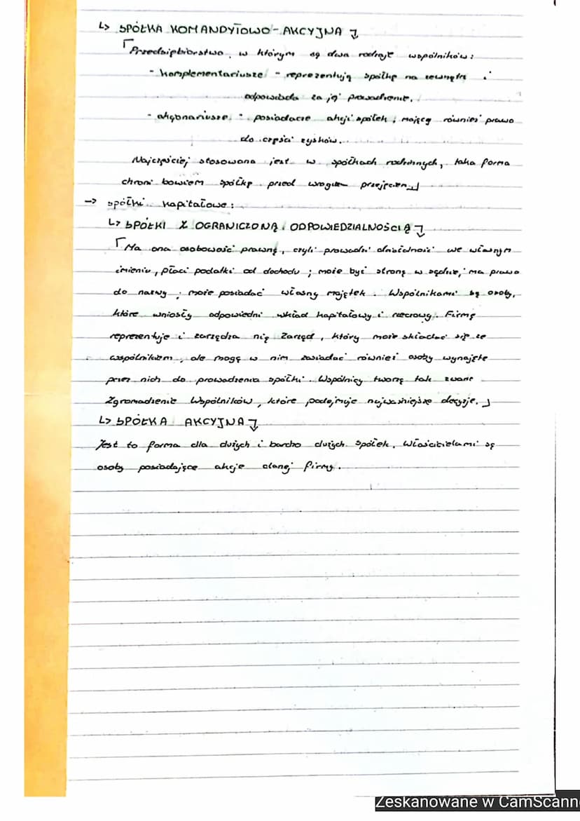 FORMY ORGANIZACYJNO-PRAWNE
DZIAŁALNOŚCI GOSPODARCZEJ
Podział spółek ze względu na forme organizacyjno-prawng...
przedsiębiorstwo, których dz