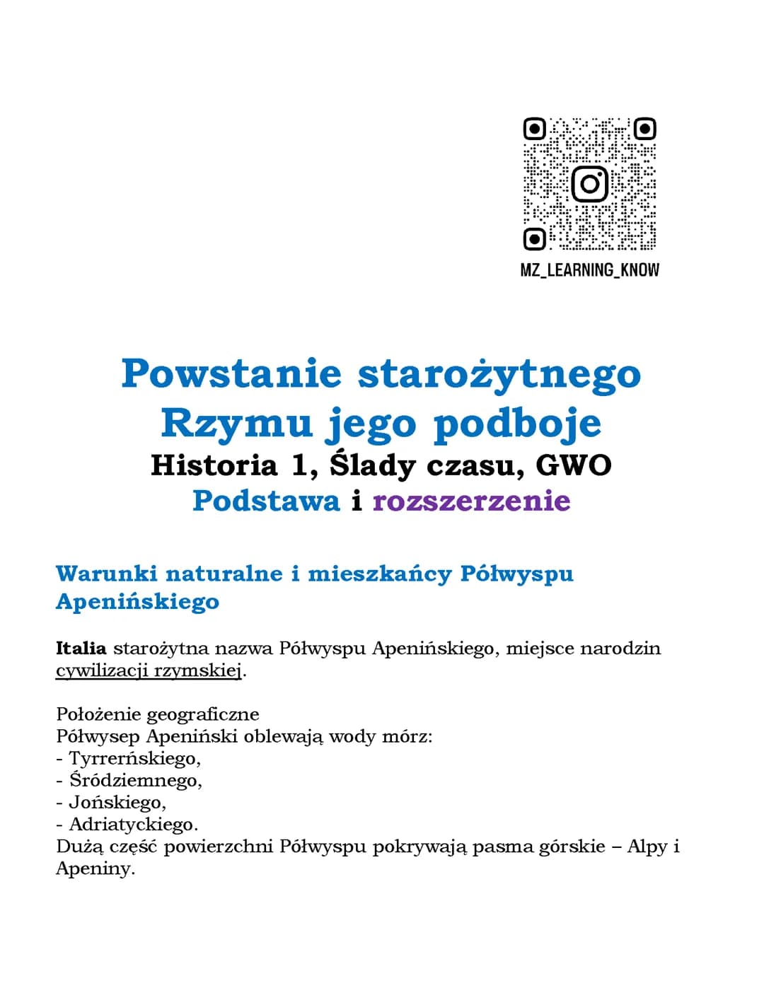 Powstanie starożytnego Rzymu jego podboje Historia 1, Ślady czasu, GWO Podstawa i rozszerzenie