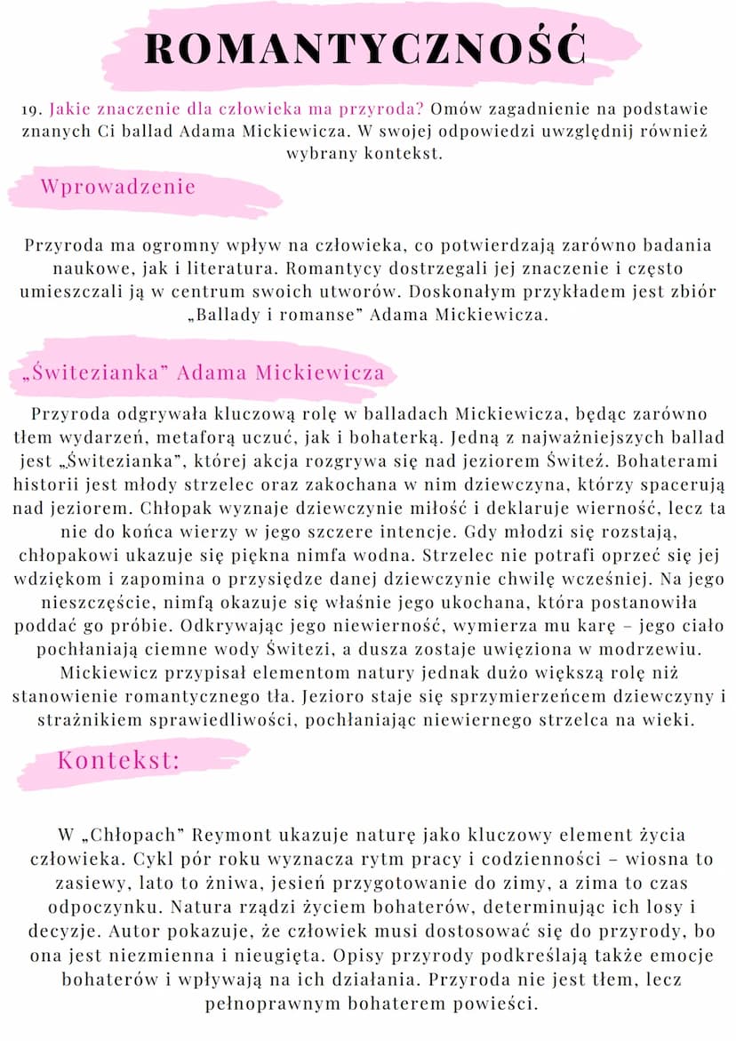 --- OCR Start ---
ROMANTYCZNOŚĆ
18. Świat ducha a świat rozumu. Omów zagadnienie na podstawie Romantyczności Adama
Mickiewicza. W swojej odp