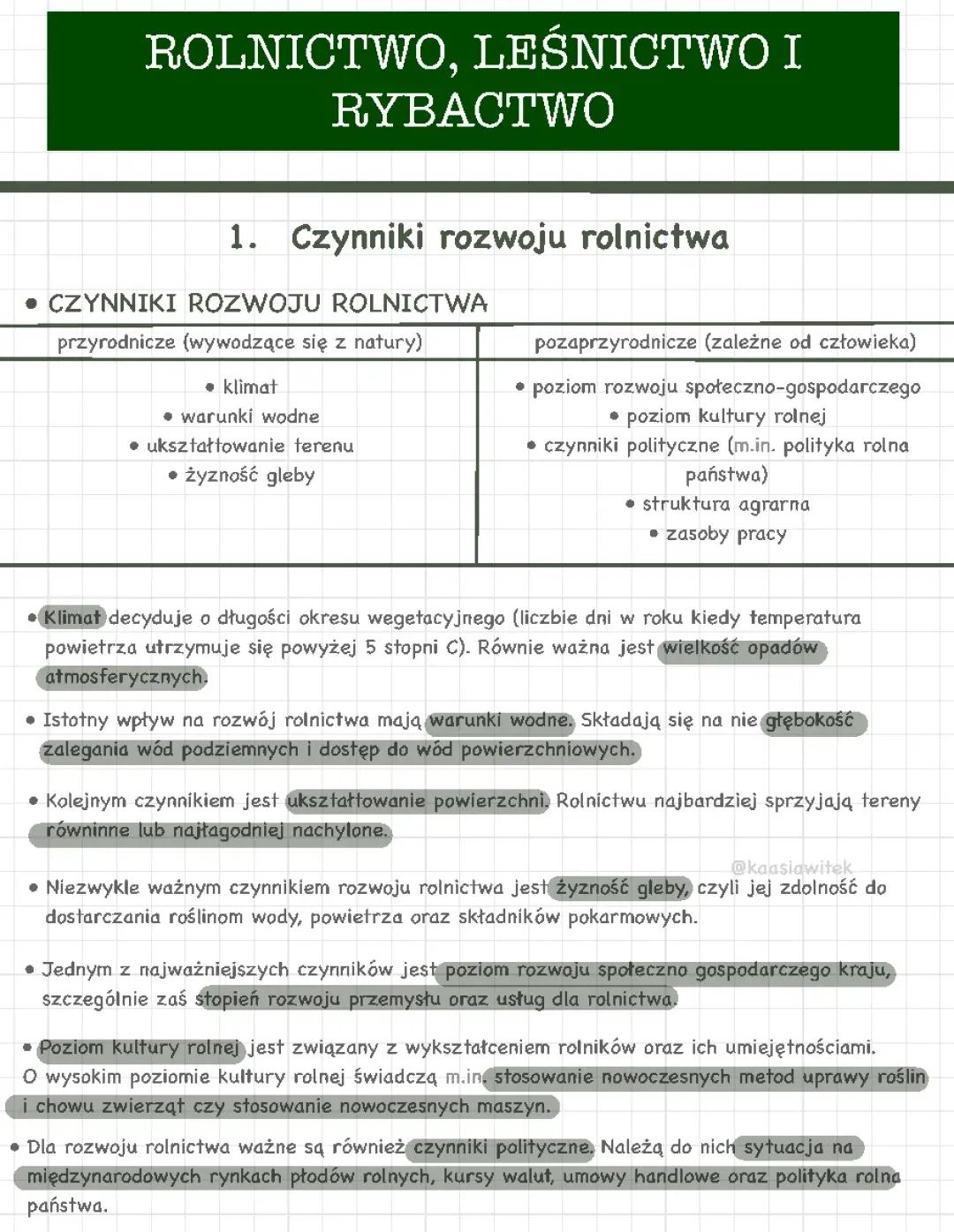 Pozaprzyrodnicze i Przyrodnicze Czynniki Rozwoju Rolnictwa w Polsce