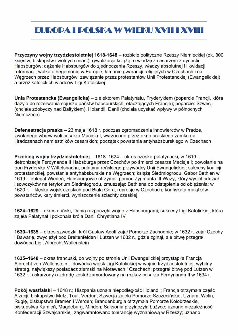 EUROPA I POLSKA W WIEKU XVII I XVIII
Europa w XVII wieku
Ważne pojęcia:
Społeczeństwo Anglii w I poł. XVII w. - burżuazja i tzw. nowa szlach