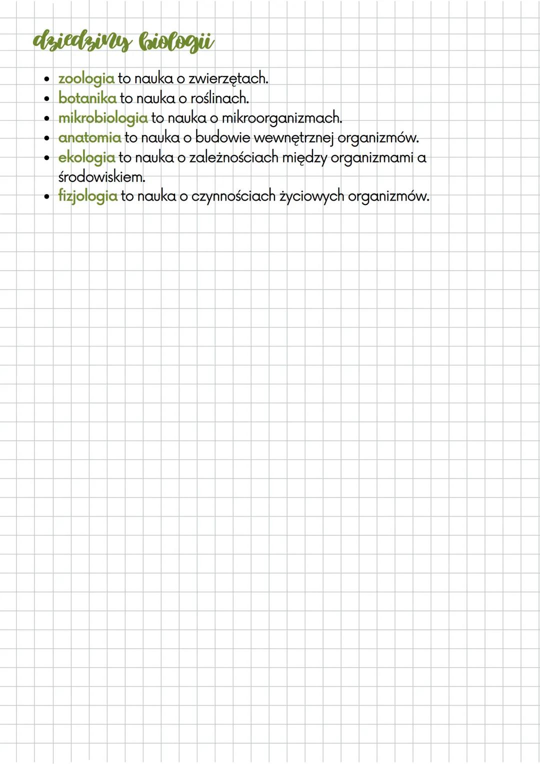 Biologia
cechy organizmow
budowa komórkowa - wszystkie organizmy, niezależnie od wielkości
ciała, są zbudowane z podstawowych elementów - ko