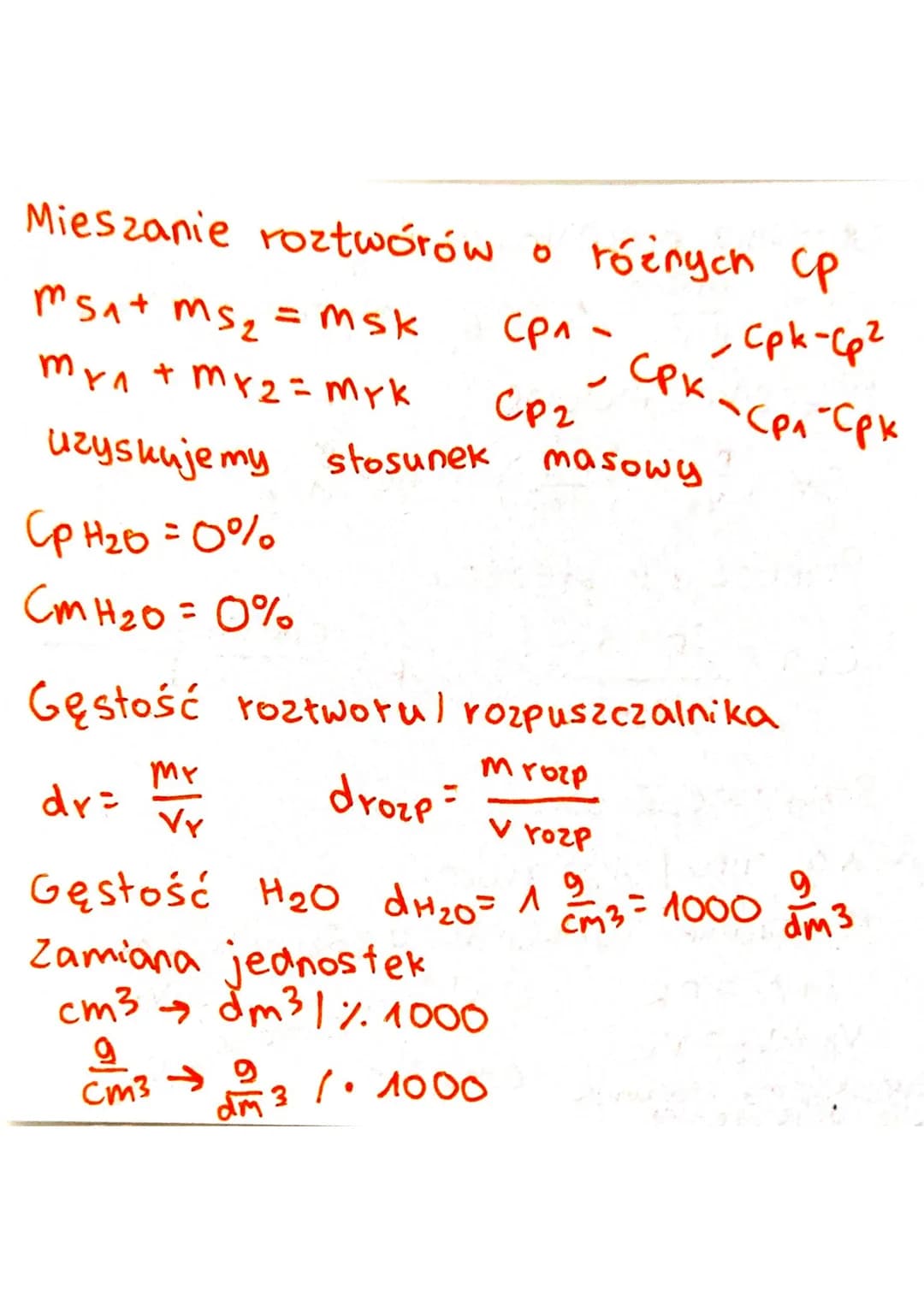 Stężenie procentowe
Cp =
100%
ms
MY
Stężenie molowe
mol
dm3
Cm= N /
Przeliczanie stężeń
Cm = cp.dr
-
100% Mmol
objętosciowy
My = ms+ mrozp
n