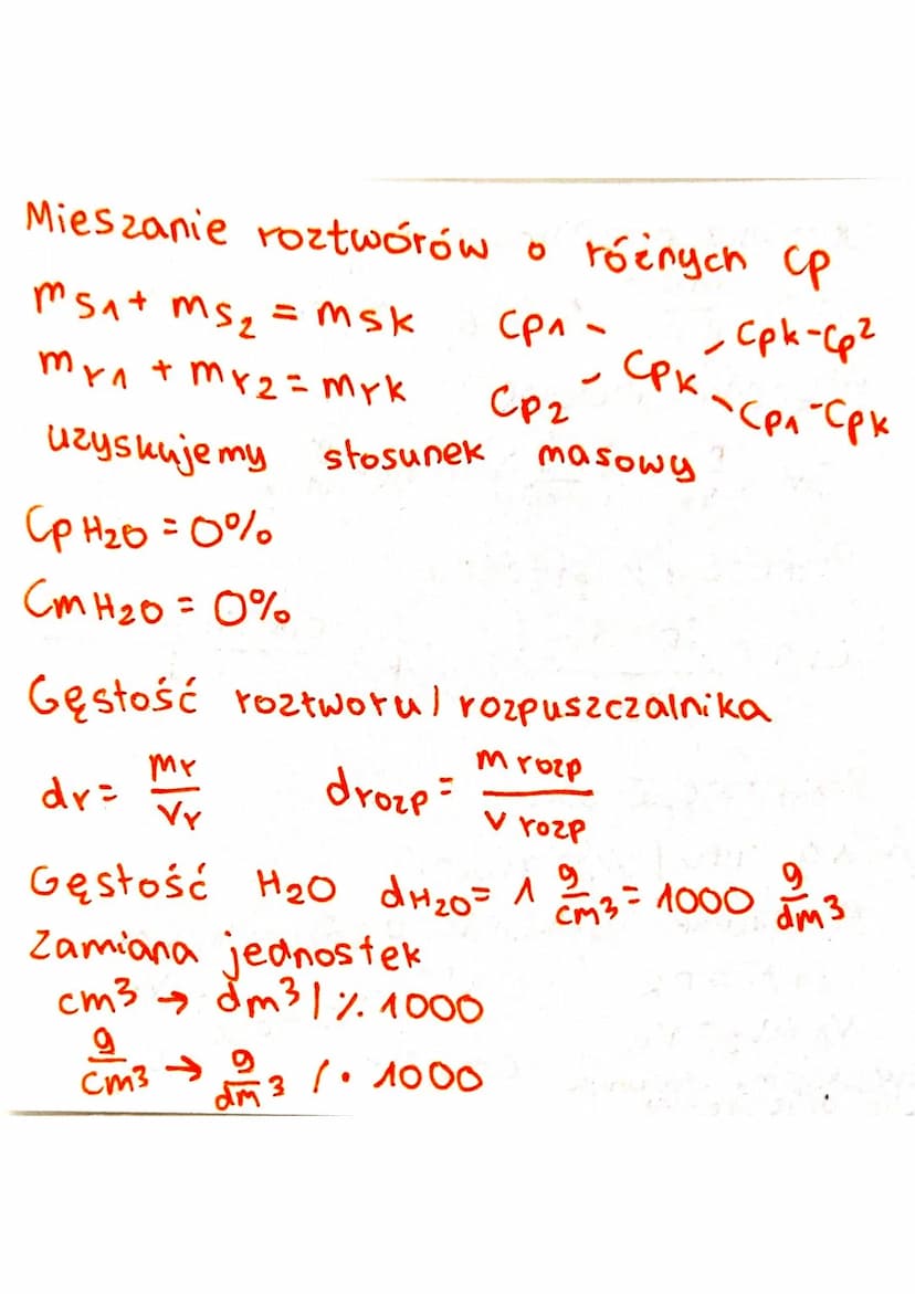 Stężenie procentowe
Cp =
100%
ms
MY
Stężenie molowe
mol
dm3
Cm= N /
Przeliczanie stężeń
Cm = cp.dr
-
100% Mmol
objętosciowy
My = ms+ mrozp
n