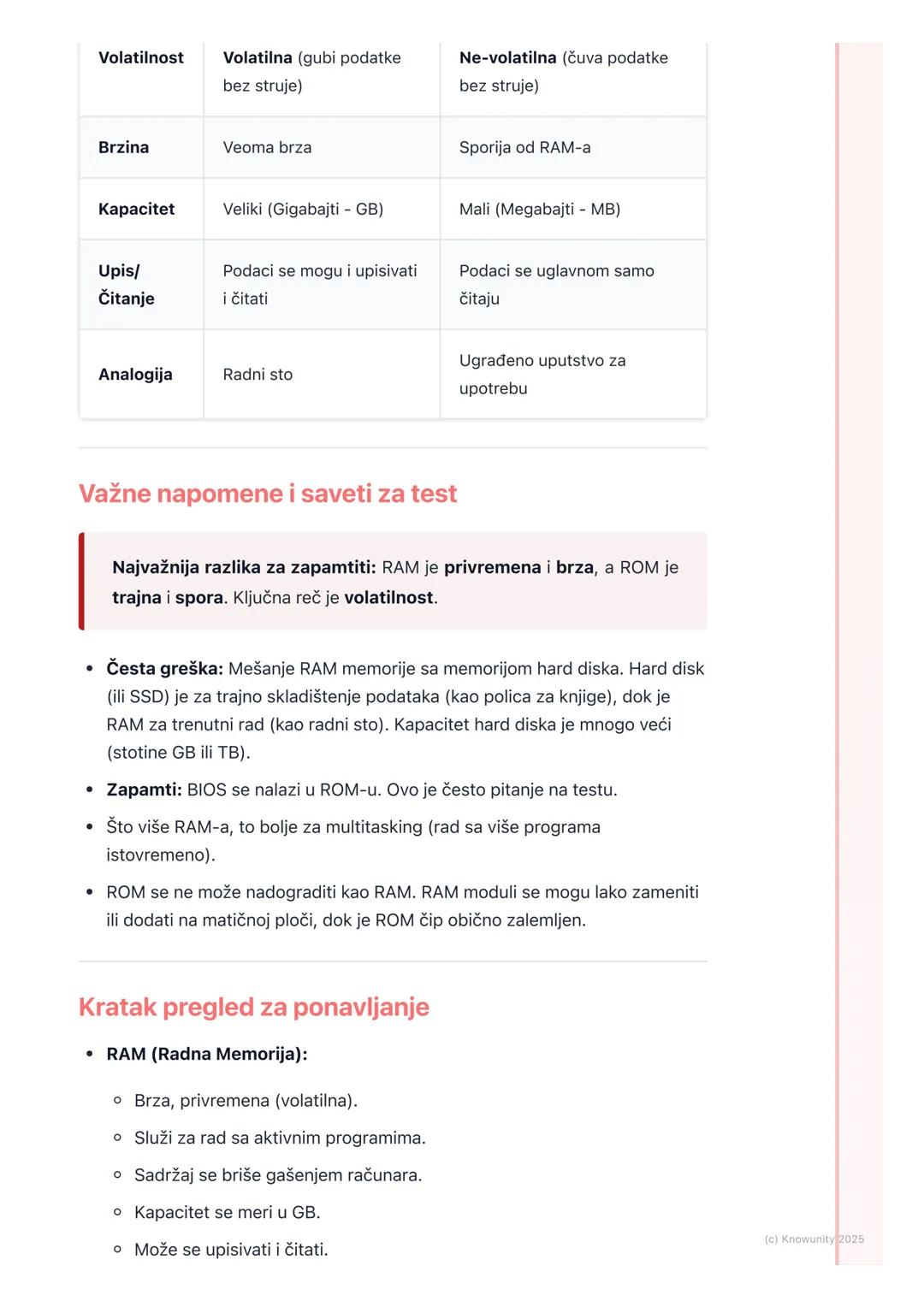 # Memorija (RAM I ROM)

Uvod u memoriju računara

Svaki računar, kao i čovek, ima memoriju. Ona mu služi da čuva podatke i
programe sa kojim