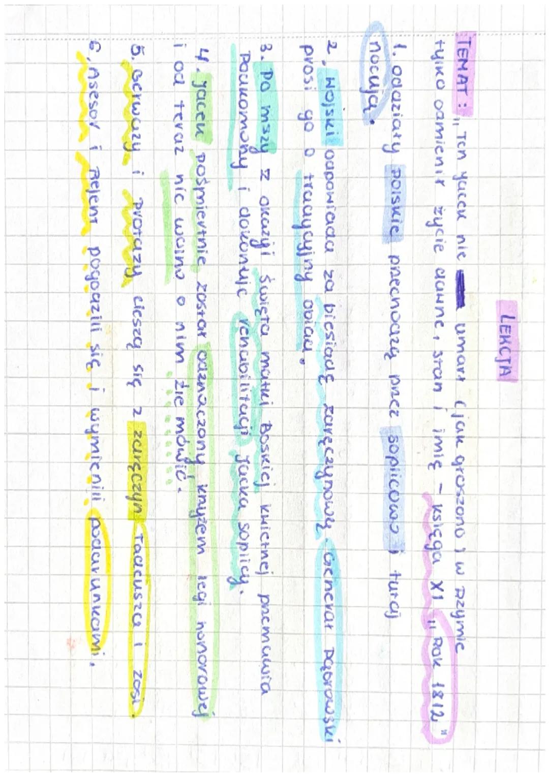 LEKCJA

TEMAT: Ton yacck nie umart (jak groszono I w Rzymie
tyiko vamienır życie dawne, stan i imię księga XII ROK 1812

1. Odaziały polskie