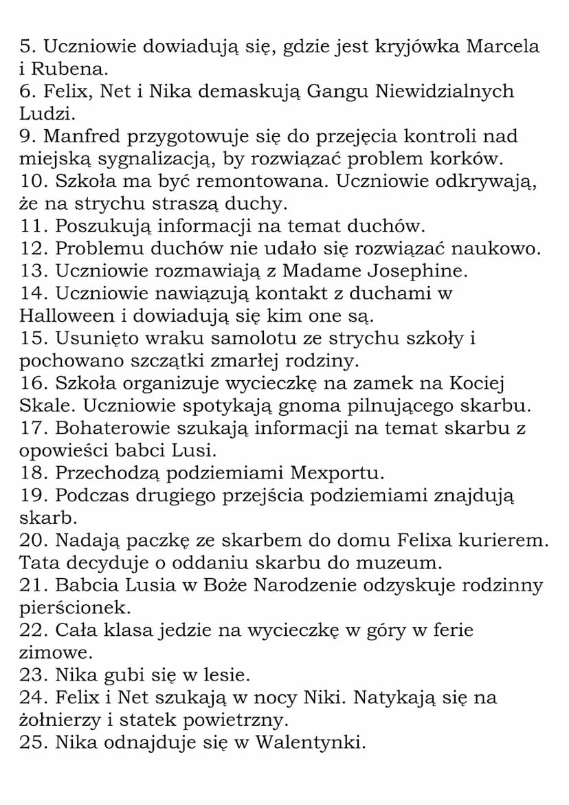 ,,Felix, Net i Nika oraz Gang
Niewidzialnych Ludzi" -
opracowanie
Autor: Rafał Kosik.
Bohaterowie: m.in. Felix Polon, Nika Mickiewicz, Net
B