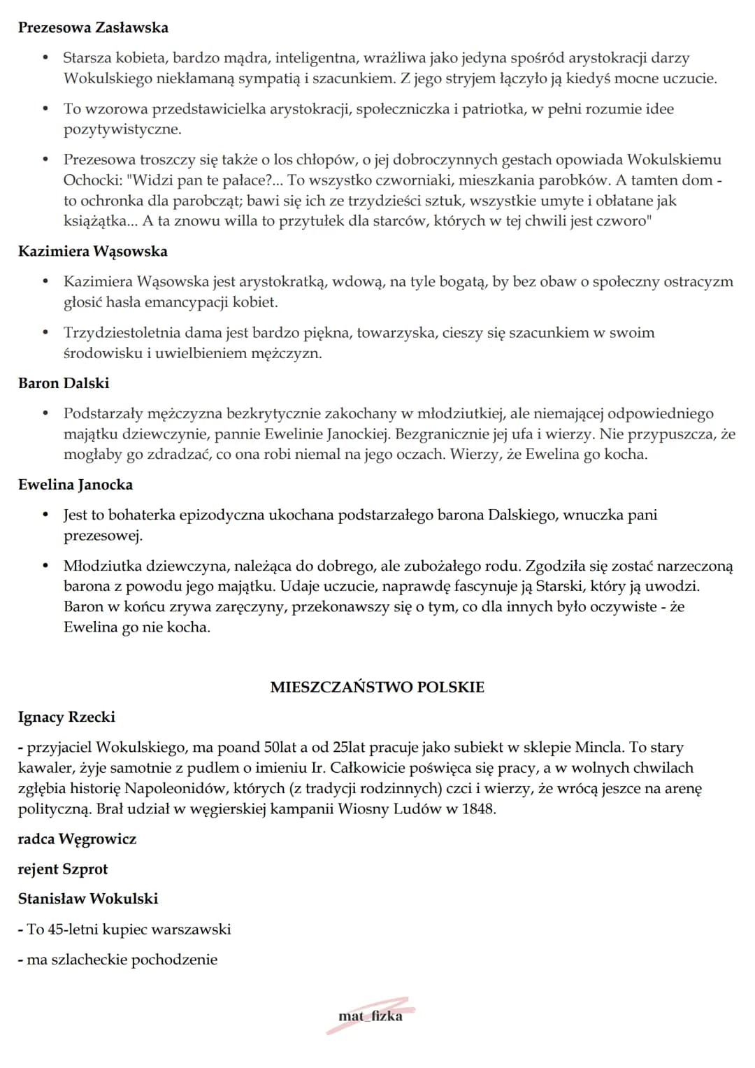 - LALKA - opracowanie
Lalka - Boleslaw Prus
Główny wątek powieści to miłość Stanisława Wokulskiego (zubożałego szlachcica) - kupca do Izabel