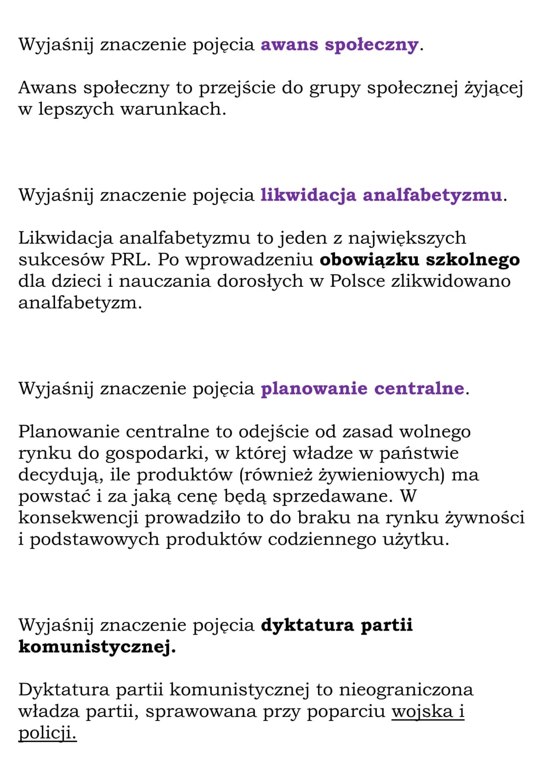 Polska Rzeczpospolita
Ludowa
(Dział: PRL. Solidarność. III Rzeczpospolita)
Fiszki
Wyjaśnij znaczenie pojęcia PRL.
PRL to inaczej Polska Rzec