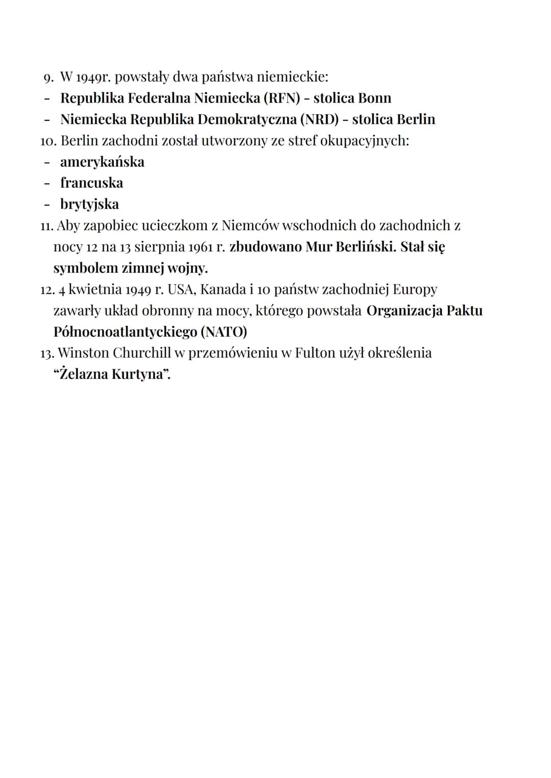 Początek zimnej wojny:
1. W konferencji w Poczdamie pod Berlinem brali udział:
przywódca ZSRS - Józef Stalin
- prezydent USA - Harry Truman
