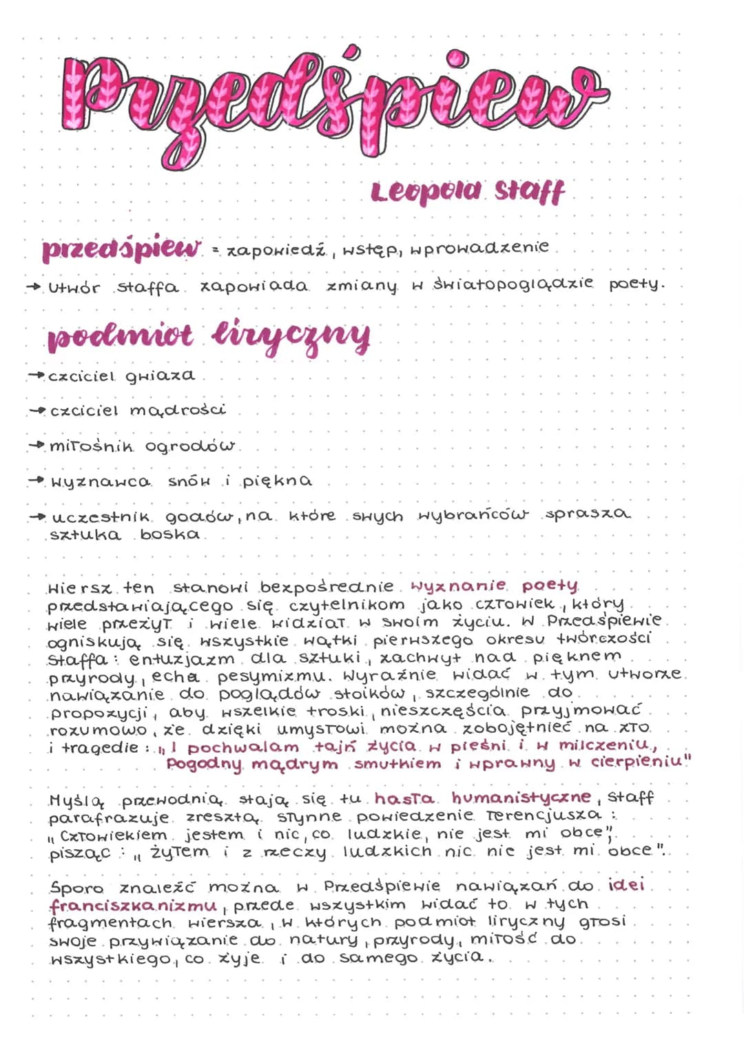 Pagcolspiew
przedśpiew - zapowiedź, wstęp, wprowadzenie
Utwór staffa xapowiada zmiany w światopoglądzie poety.
podmiot liryczny
czciciel gwi