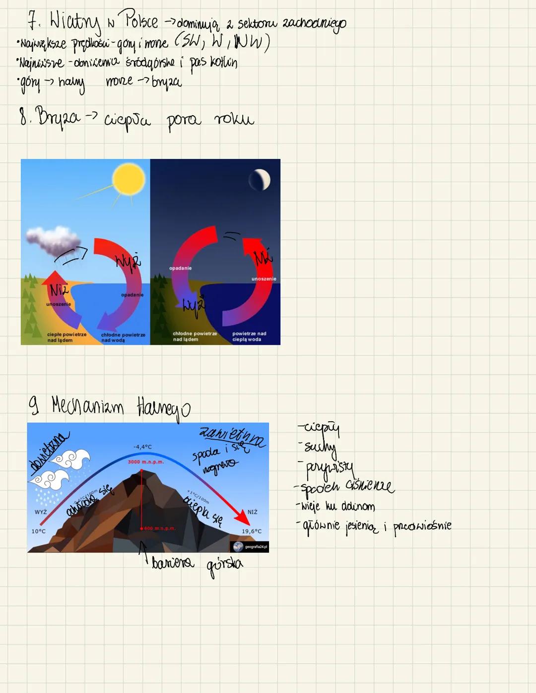 7. Wiatry N Polsce -> dominują 2 sektori zachodniego
• Największe prędkości-gory i mone (SW, 'W, NW)
"Najniższe - obniżemia śródgórshe i pas