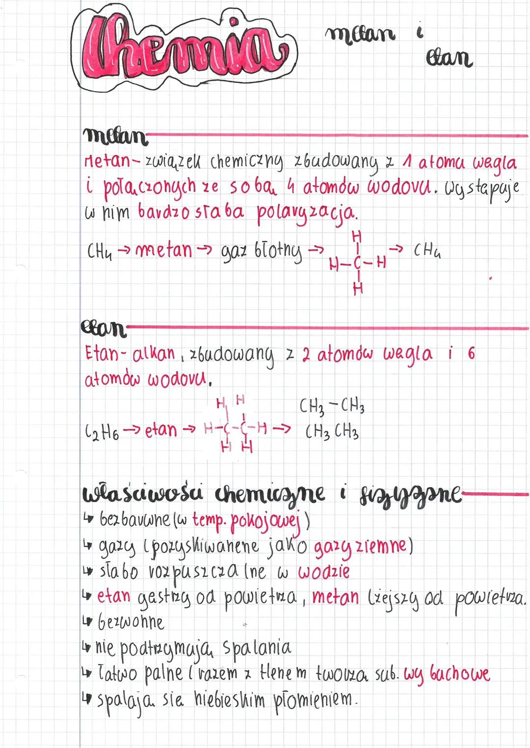 # Chemia

melan i
elan

melan

Metan-związek chemiczny zbudowany z 1 atoma wagla
i połączonych ze soba 4 atomów wodovu. Wystapaje
w him bard