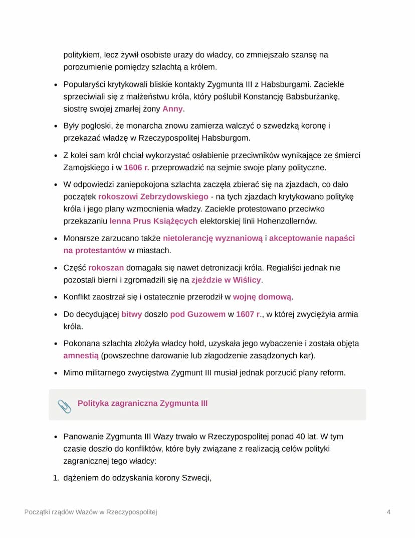 1
Początki rządów Wazów w
Rzeczypospolitej
1587 r.
1592-1599
1605 r.
1606-1608
1627 r.
1629 r.
Daty
1632 r.
1635 r.
elekcja Zygmunta III Waz