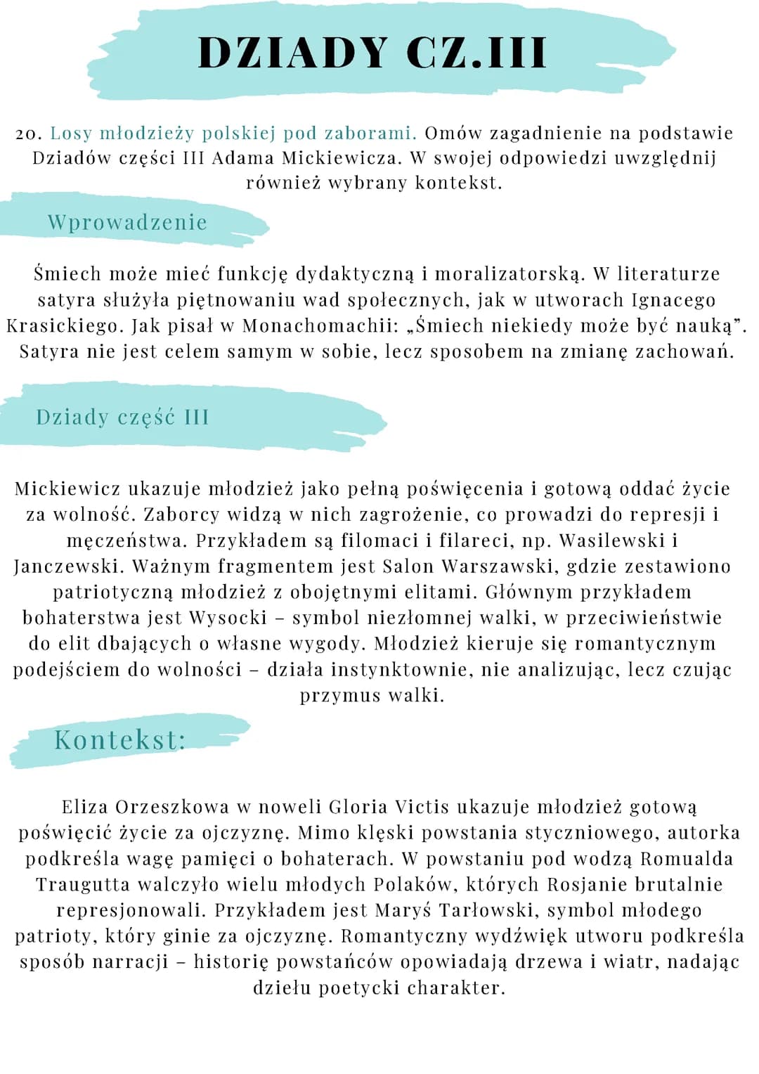 Pytania jawne matura 2025 Dziady cz. III