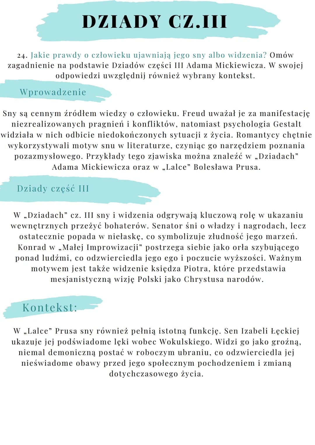 # DZIADY CZ.III

20. Losy młodzieży polskiej pod zaborami. Omów zagadnienie na podstawie
Dziadów części III Adama Mickiewicza. W swojej odpo