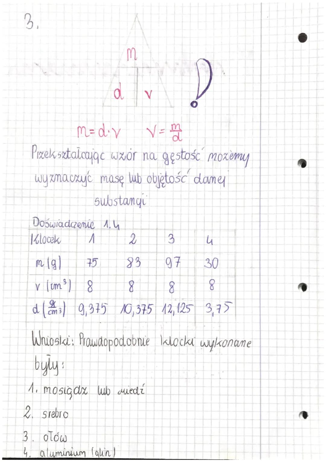 Temat: Wyznaczenie gęstości przez pomiar masy
wwmmmmm
objętosa
1. Gęstość (d): informuje nas jaka masa danej
substany i najduje się w 1m³ lu
