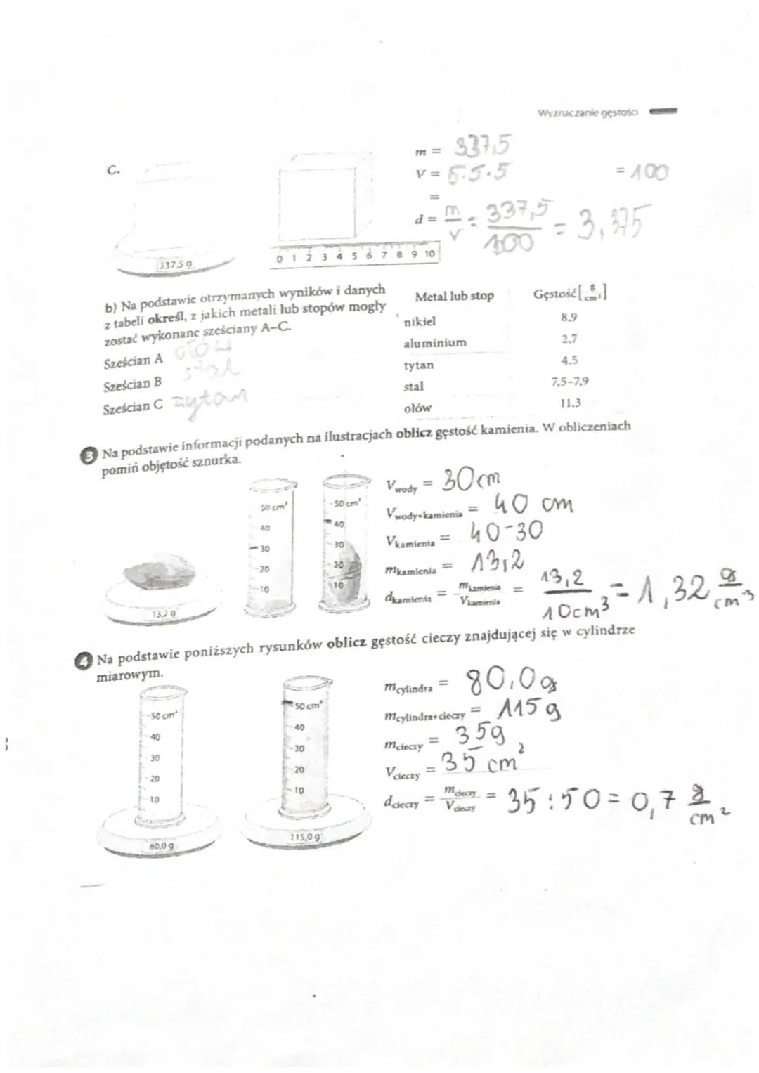 Temat: Wyznaczenie gęstości przez pomiar masy
wwmmmmm
objętosa
1. Gęstość (d): informuje nas jaka masa danej
substany i najduje się w 1m³ lu