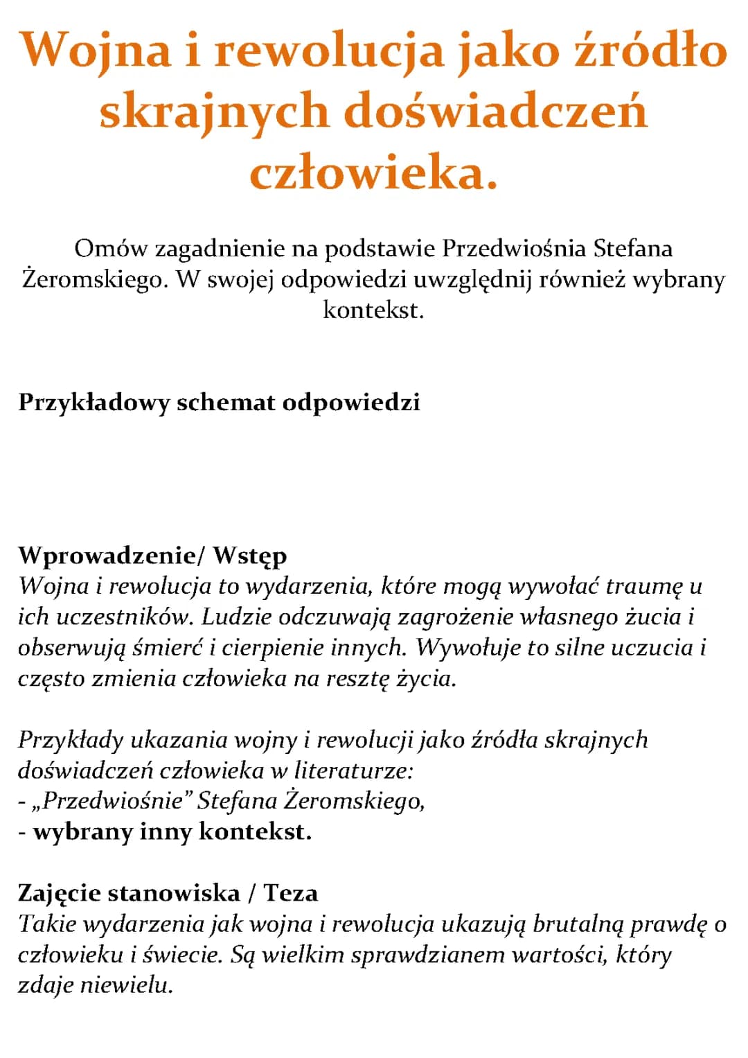 Wojna i rewolucja jako źródło skrajnych doświadczeń człowieka.