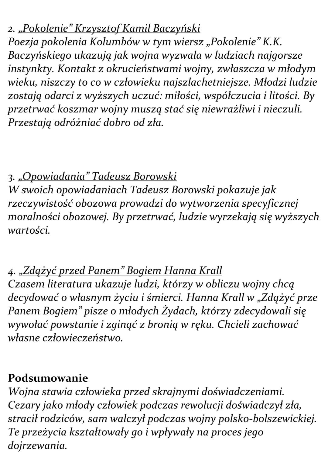 Wojna i rewolucja jako źródło
skrajnych doświadczeń
człowieka.
Omów zagadnienie na podstawie Przedwiośnia Stefana
Żeromskiego. W swojej odpo