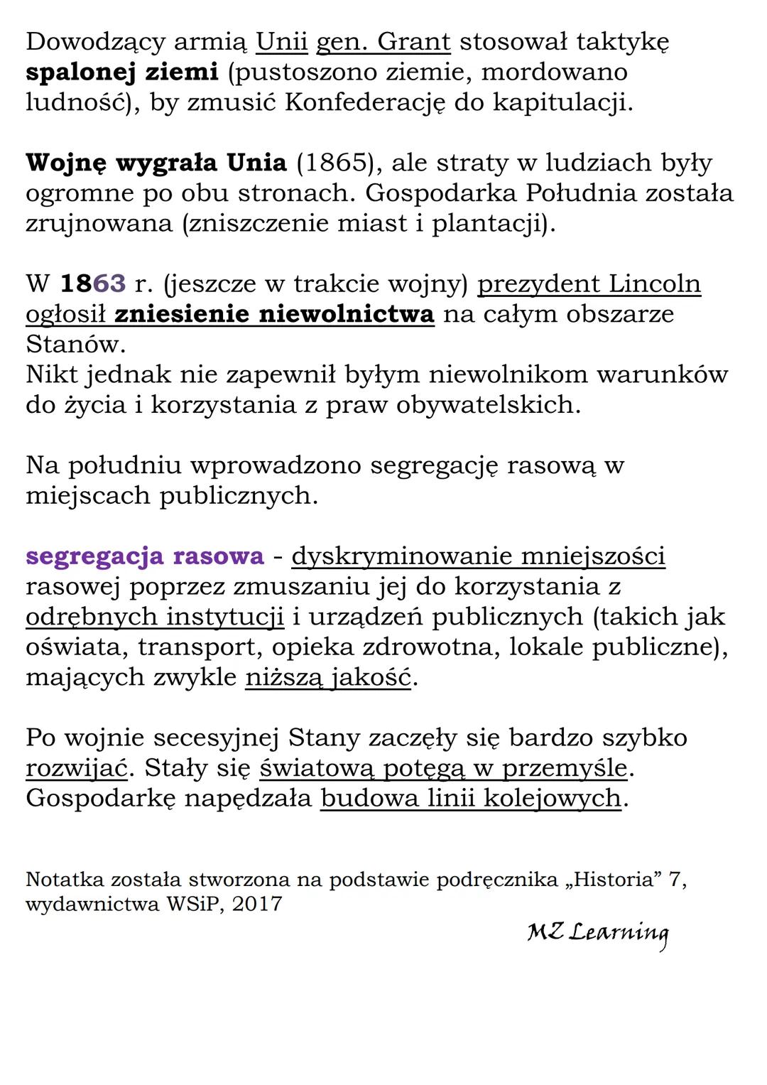 # Wojna secesyjna w
# Stanach Zjednoczonych
K1 7, WSiP

Powiększanie terytoriów Stanów Zjednoczonych:
- Luizjana - odkupiona od Francji,
- A